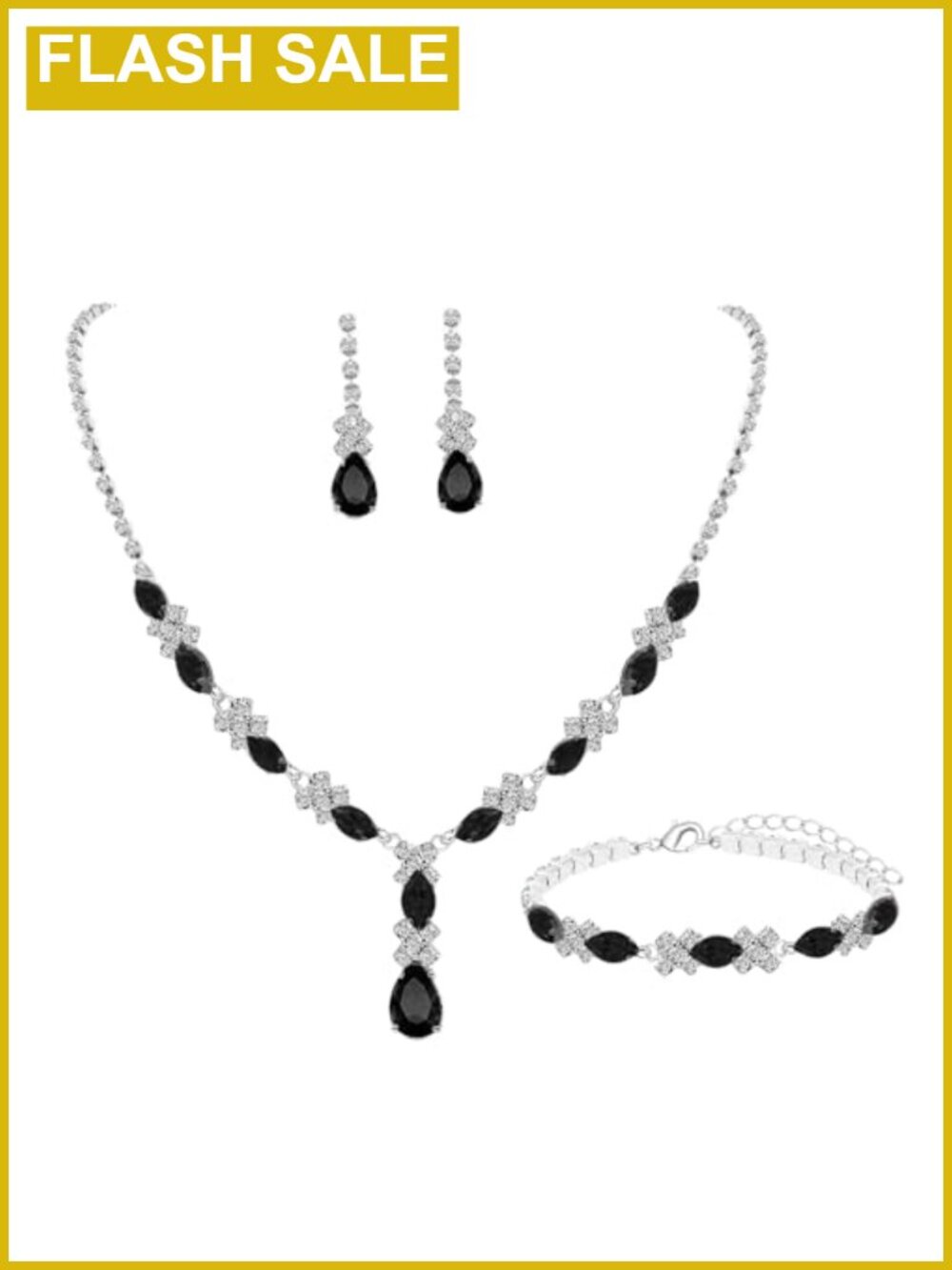 Teardrop Crystal Jewelry Set Necklace Drop Earrings
